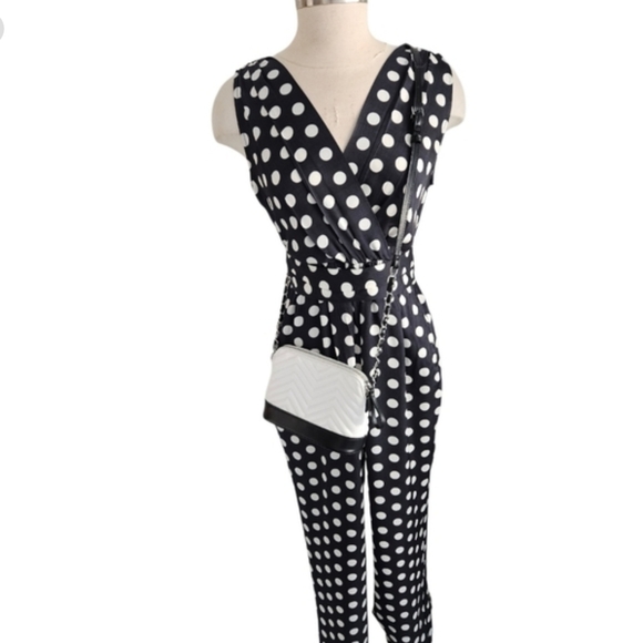 NWT Emanuel Ungaro Deborah Sleevless Jumpsuit Polka Dot - Picture 3 of 14